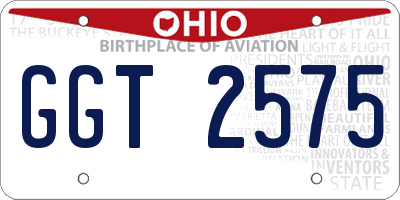 OH license plate GGT2575