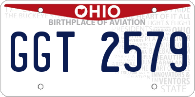 OH license plate GGT2579