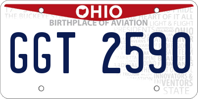 OH license plate GGT2590