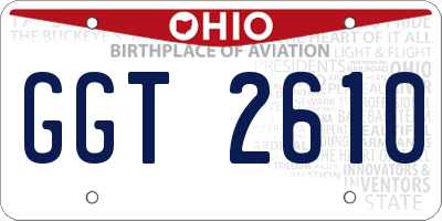 OH license plate GGT2610