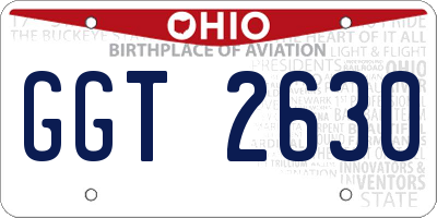 OH license plate GGT2630