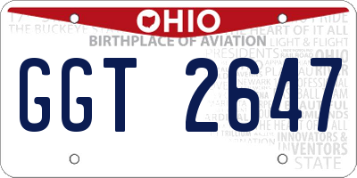 OH license plate GGT2647