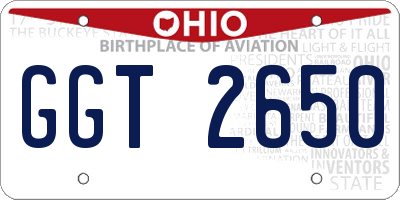 OH license plate GGT2650