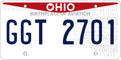 OH license plate GGT2701