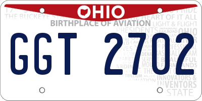 OH license plate GGT2702