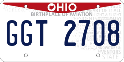 OH license plate GGT2708