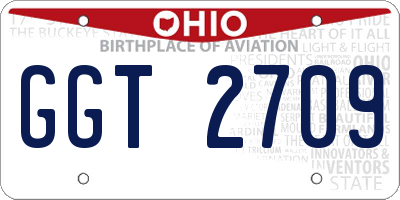 OH license plate GGT2709