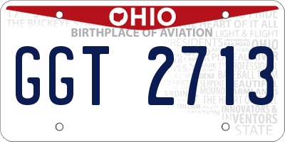 OH license plate GGT2713