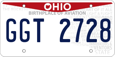 OH license plate GGT2728
