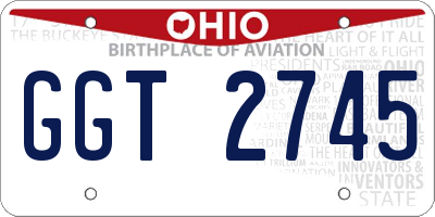 OH license plate GGT2745