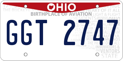 OH license plate GGT2747