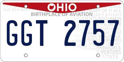 OH license plate GGT2757