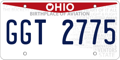 OH license plate GGT2775