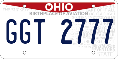 OH license plate GGT2777