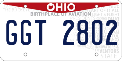 OH license plate GGT2802