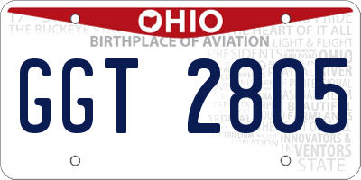 OH license plate GGT2805