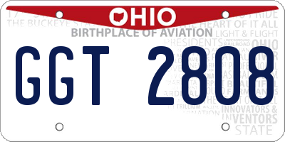 OH license plate GGT2808