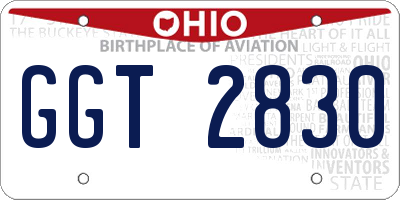 OH license plate GGT2830