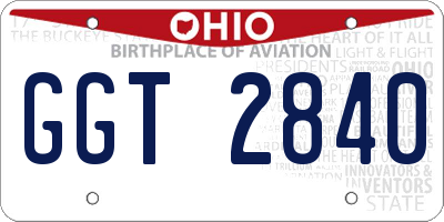 OH license plate GGT2840