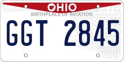 OH license plate GGT2845