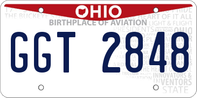 OH license plate GGT2848