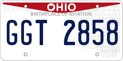 OH license plate GGT2858