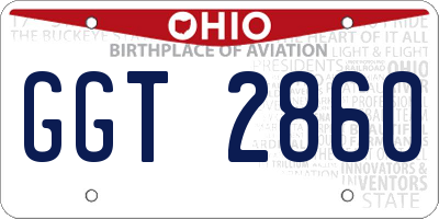 OH license plate GGT2860