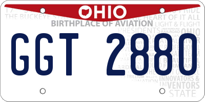 OH license plate GGT2880