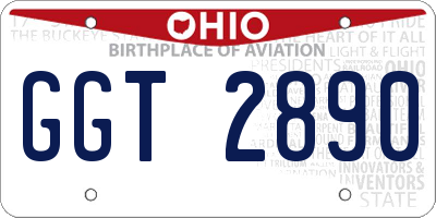 OH license plate GGT2890