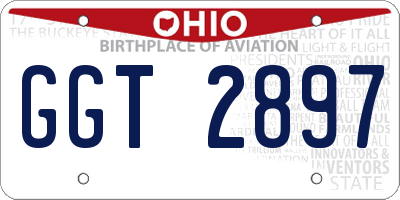 OH license plate GGT2897