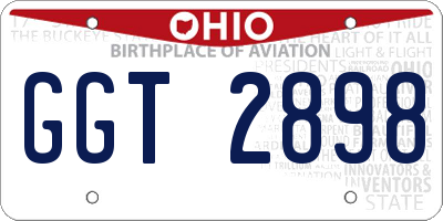 OH license plate GGT2898