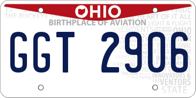 OH license plate GGT2906