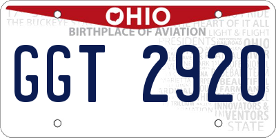 OH license plate GGT2920