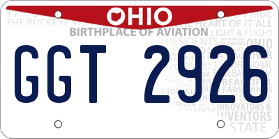 OH license plate GGT2926