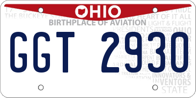 OH license plate GGT2930