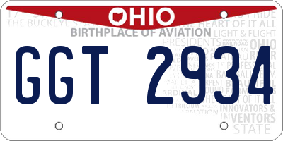 OH license plate GGT2934
