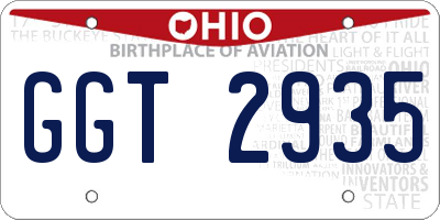 OH license plate GGT2935