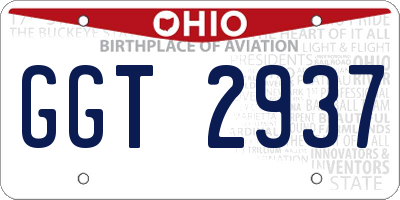 OH license plate GGT2937