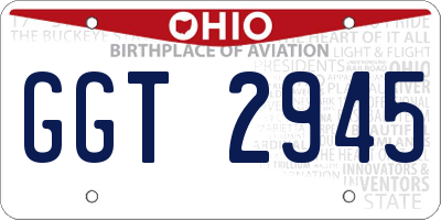 OH license plate GGT2945