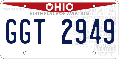 OH license plate GGT2949