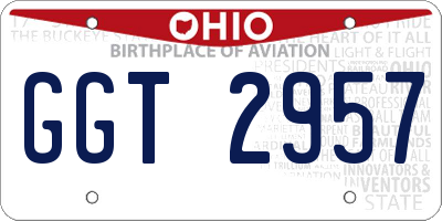 OH license plate GGT2957