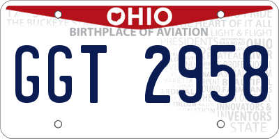 OH license plate GGT2958