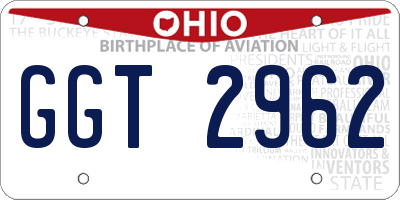OH license plate GGT2962