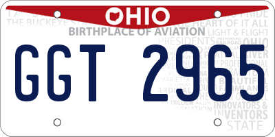 OH license plate GGT2965