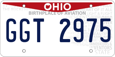 OH license plate GGT2975