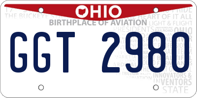 OH license plate GGT2980