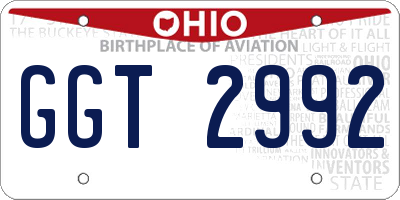 OH license plate GGT2992