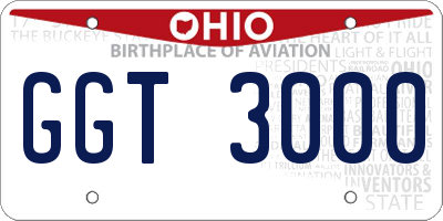 OH license plate GGT3000