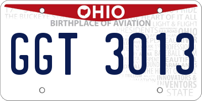 OH license plate GGT3013