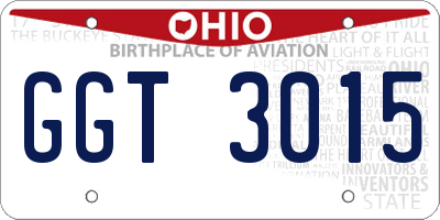 OH license plate GGT3015